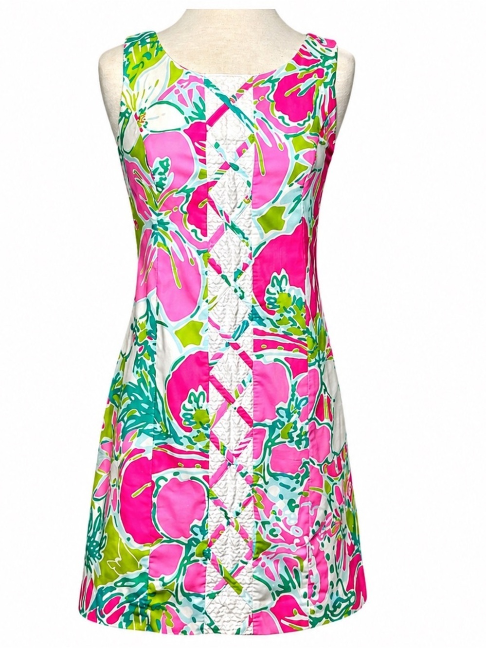 Lilly Pulitzer Cathy Shift Dress Dont Give A Cluck Cotton Resort Pink Green Sz 6 - Picture 3 of 11